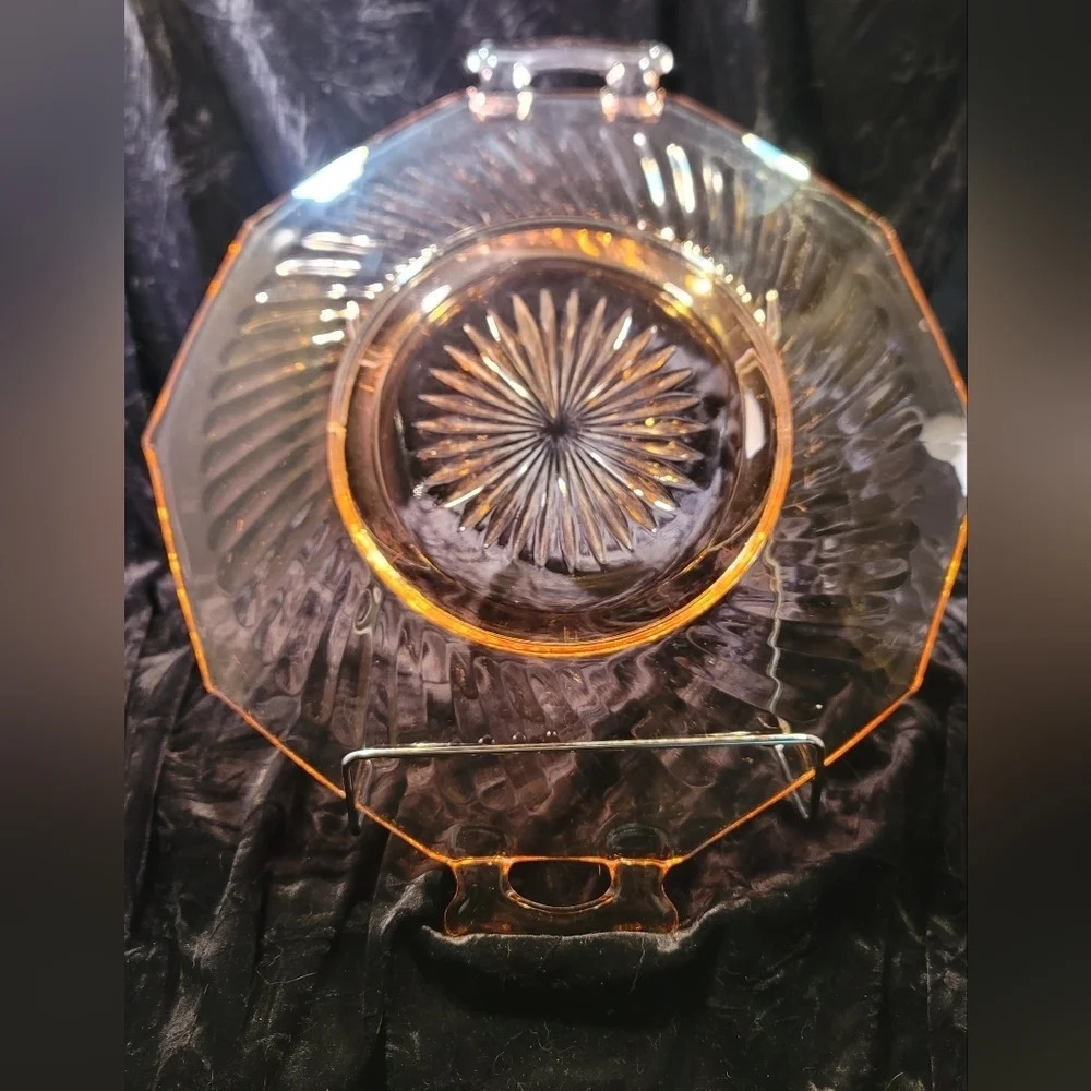 0281. EUC ~ VINTAGE Anchor Hocking Pink Depression Glass Platter 🩷 Miss America